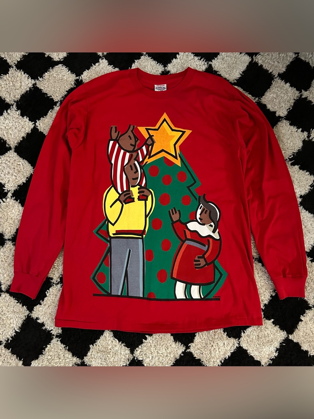 Vintage 90s Post Office USPS Christmas Holiday Stamp T-shirt Size XL Red Graphic